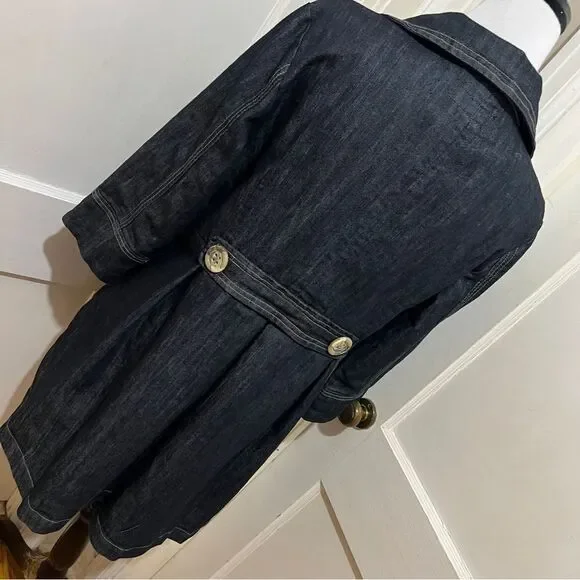 Baccini Spring 3/4 Sleeve Tunic Length Jean Jacket Dark Wash Light Women's L - Picture 3 of 14